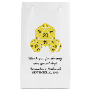 Yellow D20 Dice Wedding Gift Bag Kleine Geschenktüte