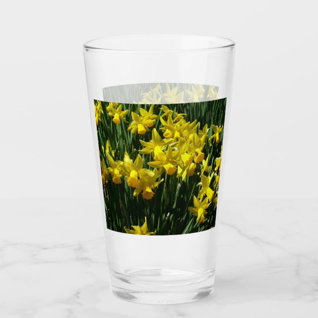 Yellow Daffodien I Cheery Spring Blumen Glas (Vorderseite)