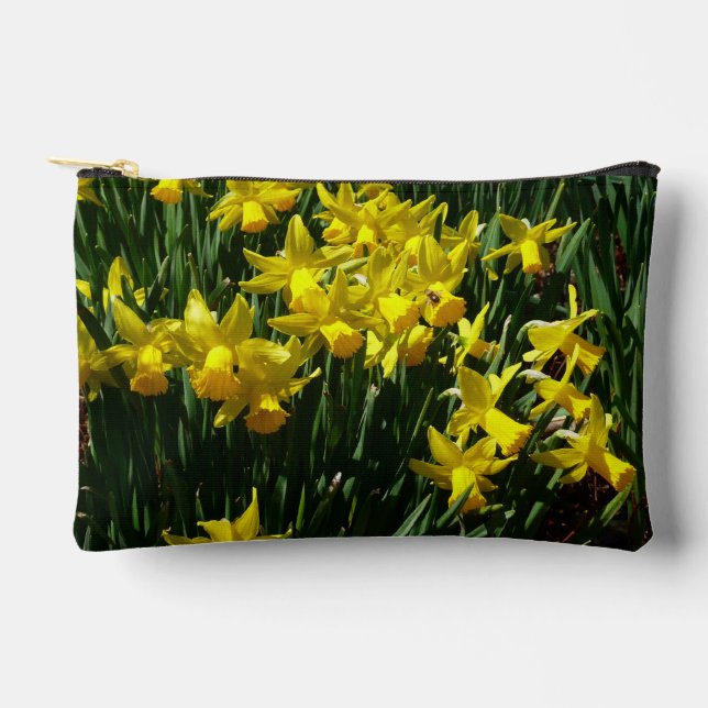 Yellow Daffodien I Cheery Spring Blumen Zubehörtasche (Vorderseite)