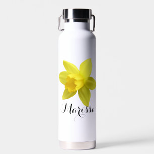 Yellow Daffodil Bloom Script Name Trinkflasche