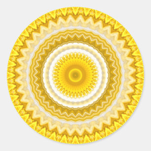 Yellow Daffodil Mandala Pattern Runder Aufkleber
