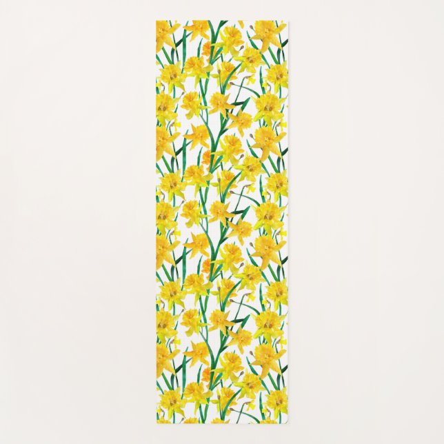 Yellow Daffodil Pattern Yogamatte (Vorderseite)