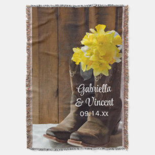 Yellow Daffodils Country Western Wedding Keepake Decke
