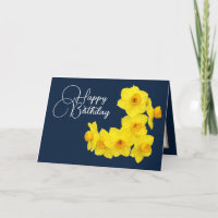 Yellow Daffodils Navy Hintergrund Geburtstag