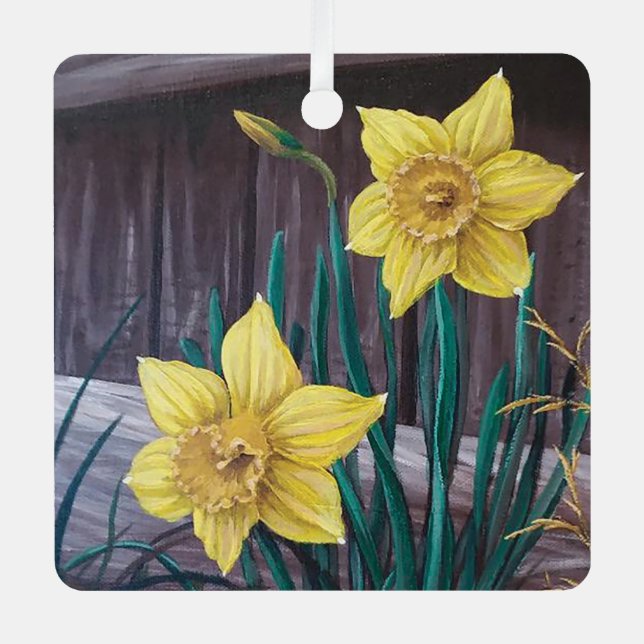 Yellow Daffodils Ornament Aus Metall (Vorderseite)