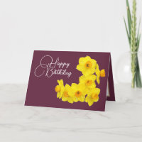 Yellow Daffodils Plum Background Geburtstag