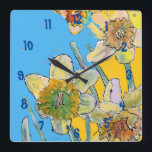 Yellow Daffodin Watercolor Womans Office Clock Quadratische Wanduhr<br><div class="desc">Yellow Daffodil Watercolor Womans Office Clock. Entworfen aus meiner ursprünglichen Aquarellkunst.</div>