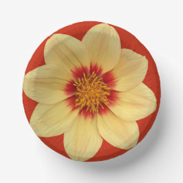 Yellow Dahlia auf Red Floral Pappteller