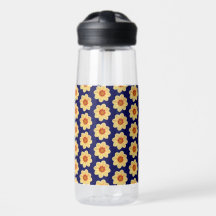 Yellow Dahlia Blume Pattern auf Blue