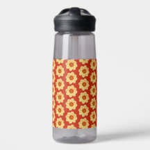 Yellow Dahlia Blume Pattern on Red
