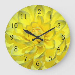 Yellow Dahlia Große Wanduhr