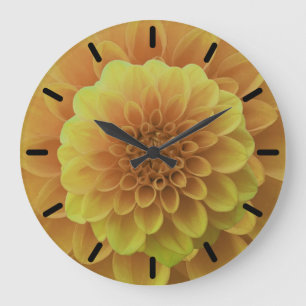 Yellow Dahlia Große Wanduhr
