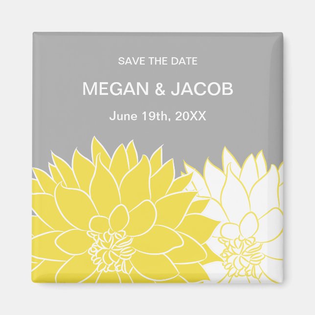 Yellow Dahlia on Gray Save the Date Magnet (Vorne)
