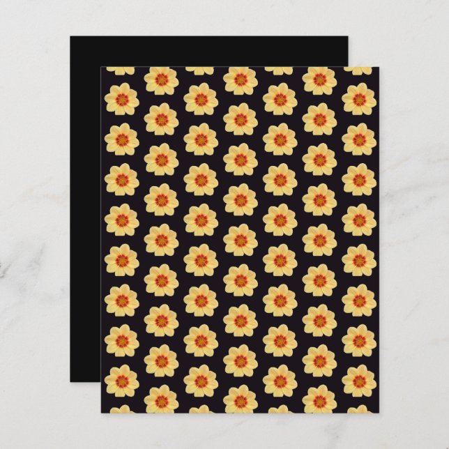 Yellow Dahlia Pattern on Black Scrapbook Paper (Vorne/Hinten)