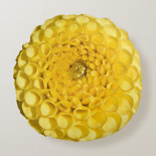 Yellow Dahlia Round Kissen (Vorderseite)