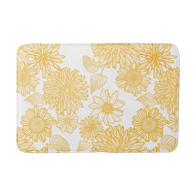 Yellow Dahlias & Daisies Badematte (Vorderseite)