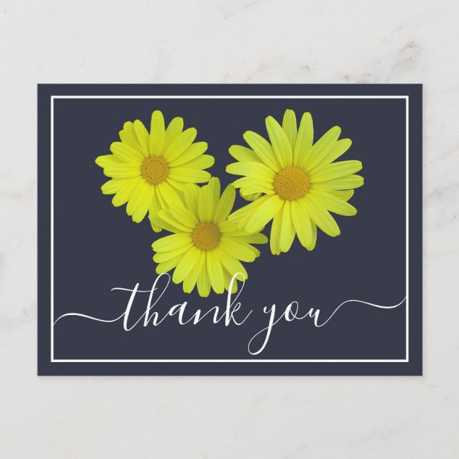 Yellow Daisies farbenfrohe Navy Hintergrund Vielen Postkarte (Vorderseite)
