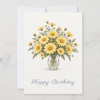 Yellow Daisies Happy Birthday Mitteilungskarte