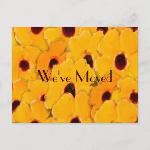 Yellow Daisies New Address Floral Ankündigungspostkarte