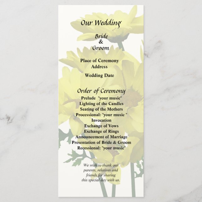 Yellow Daisies Programm (Vorderseite)