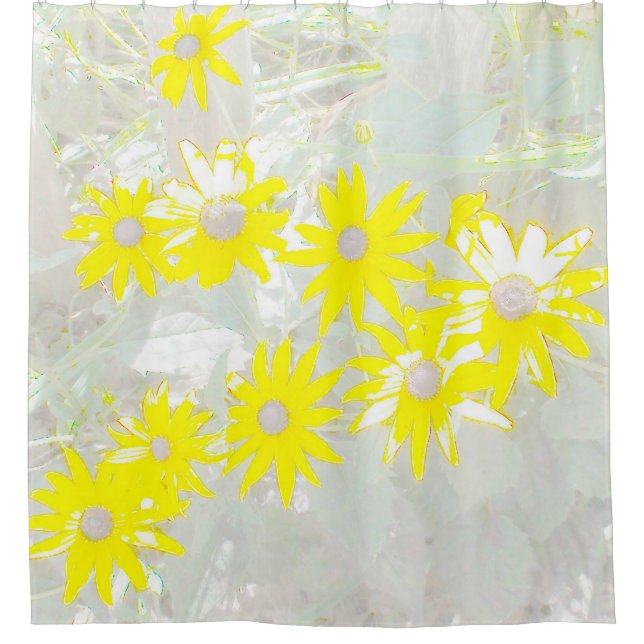 Yellow Daisis Yellow and Gray Duschvorhang (Vorderseite)