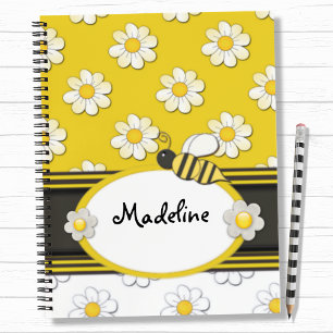 Yellow Daisy Bee Spiral Notebook Notizbuch