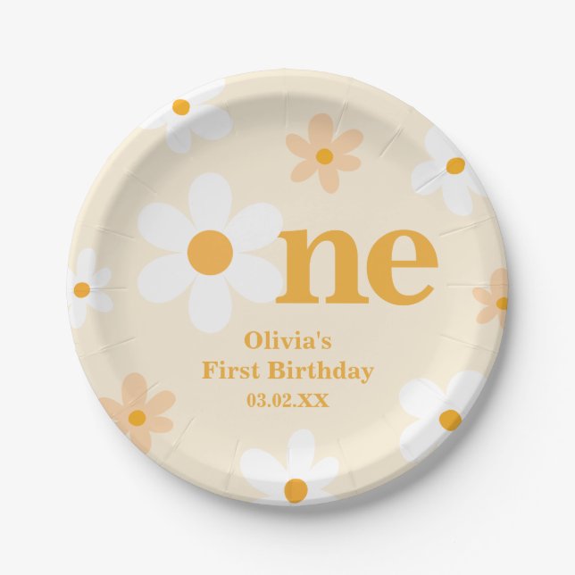 Yellow Daisy Birthday Party Pappteller (Vorderseite)
