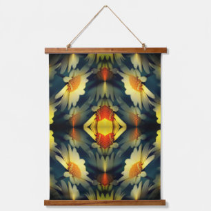 Yellow Daisy Blume Abstrakt Wandteppich Mit Holzrahmen