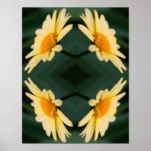 Yellow Daisy Blume Nah Up Mirror Abstrakt Poster