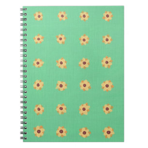 Yellow Daisy Blume Pattern auf grünem Notebook Notizblock