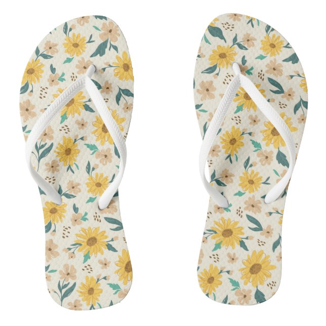 Yellow Daisy Blume Pattern Flip Flops (Fußbett)