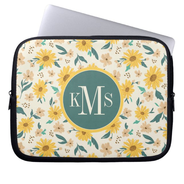 Yellow Daisy Blume Pattern Laptopschutzhülle (Vorderseite)