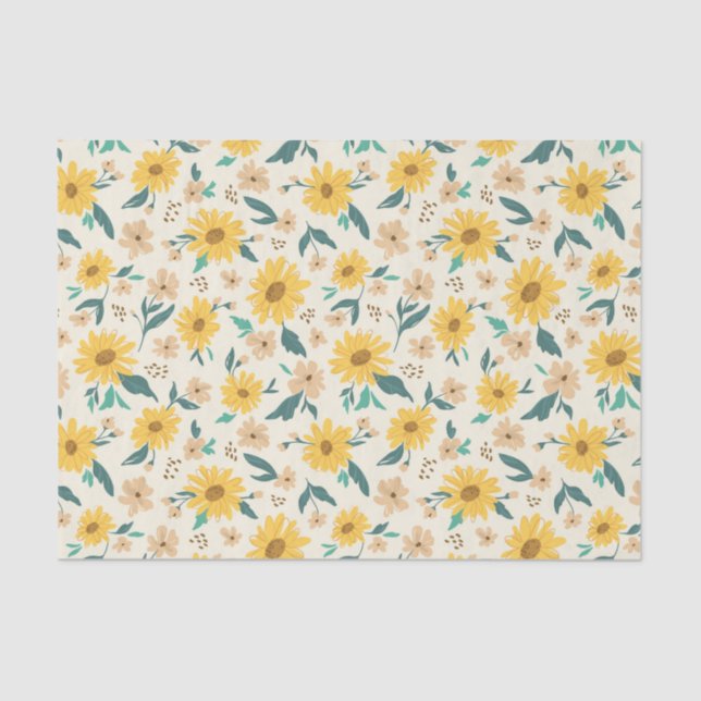 Yellow Daisy Blume Pattern Seidenpapier (Vorderseite)