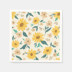 Yellow Daisy Blume Pattern Serviette