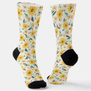 Yellow Daisy Blume Pattern Socken