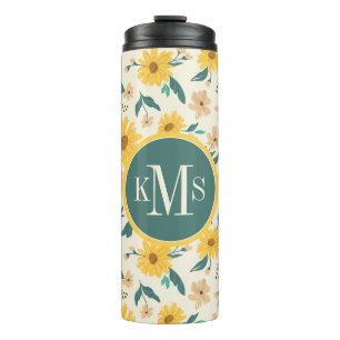 Yellow Daisy Blume Pattern Thermosbecher