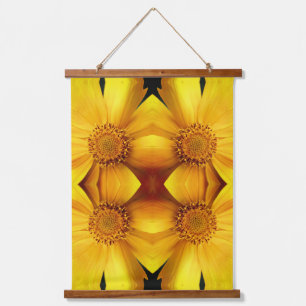 Yellow Daisy Blume Petals Abstrakt Wandteppich Mit Holzrahmen