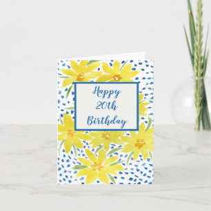 Yellow Daisy Bouquet Blue Dots Custom Geburtstag