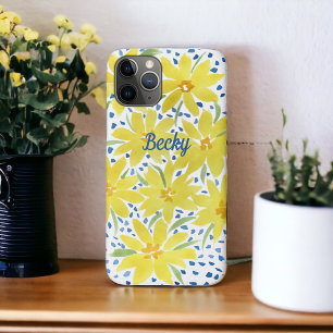 Yellow Daisy Bouquet mit blauen Punkten Case-Mate iPhone Hülle