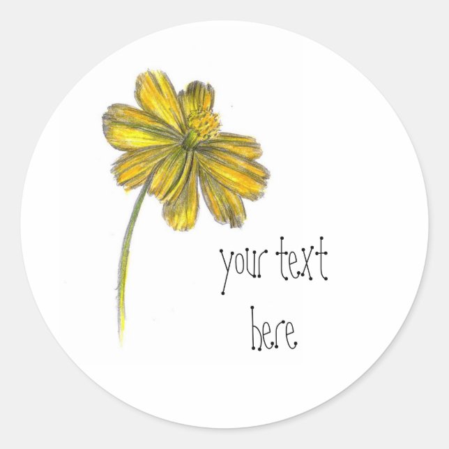 Yellow Daisy Coreopsis Wildblume Individuelle Name Runder Aufkleber (Vorderseite)