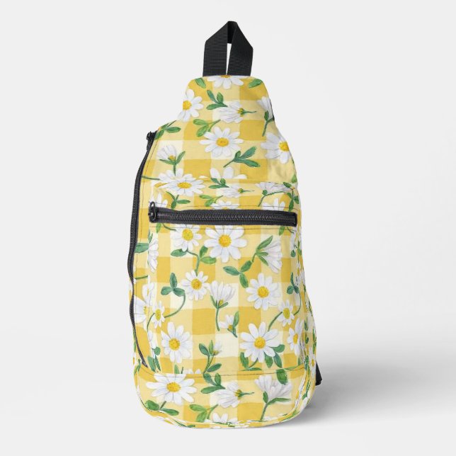 Yellow Daisy Floral Backpack /  Crossbody Bag (Vorderseite)