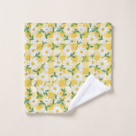 Yellow Daisy Floral Gingham Towel Set