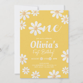 Yellow Daisy Girl Geburtstag Einladung