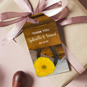 Yellow Daisy Horseshoe Western Gastgeschenk Hochze Geschenkanhänger