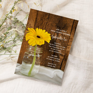 Yellow Daisy in Mason Jar Country Brautparty Einladung