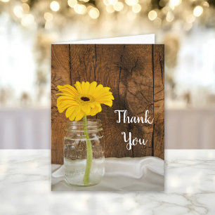Yellow Daisy in Mason Jar Country Vielen Dank Dankeskarte