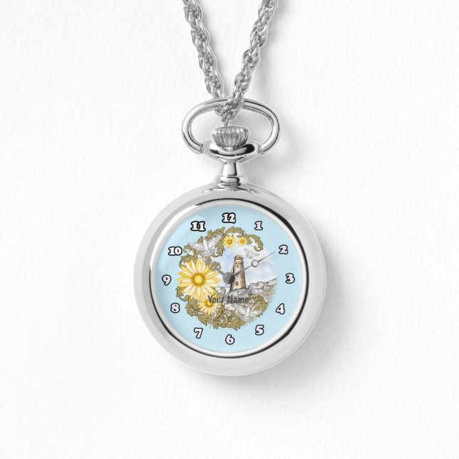 Yellow Daisy Lighthouse Armbanduhr (Vorderseite)