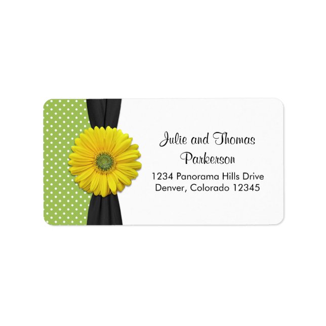 Yellow Daisy Wedding Address Label Adressaufkleber (Vorne)