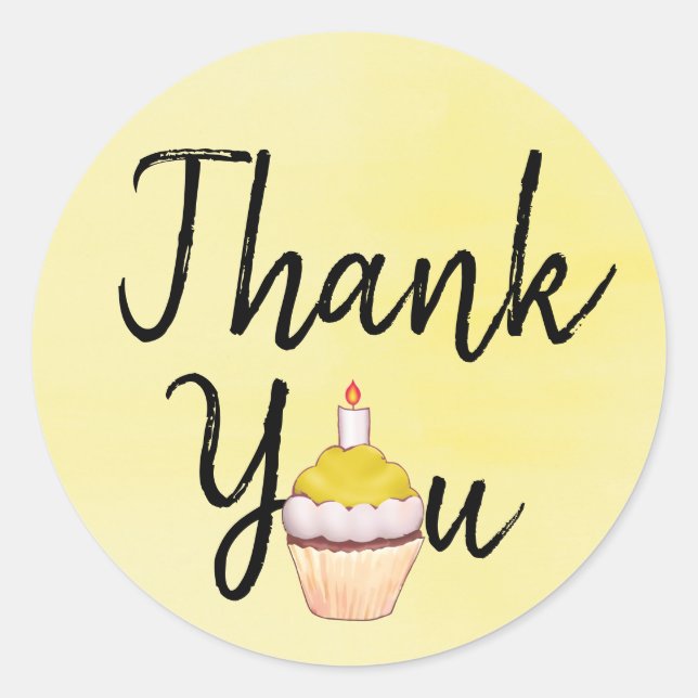 Yellow Danke, Cupcake Runder Aufkleber (Vorderseite)