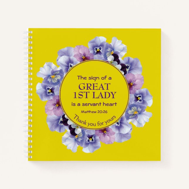Yellow Danke, Pastor Ehefrau 1. Lady Floral Notizbuch (Vorderseite)